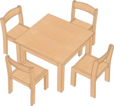 Kindergarten Quadrattisch Set mit 4 TIM Stühlen