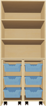 Garagenschrank mit Türen + 2 Containern mit je 3 hohen Boxen