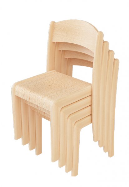 Set 4 Stühle in Holz Faltkartons Book in Holz Farbig Natürliche Rot Gelb 