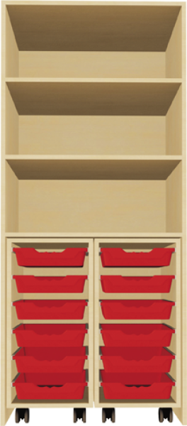 Garagenschrank mit Türen inkl. 2 Containern mit je 6 Flachen Boxen für Kita