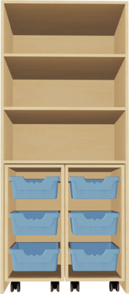 Garagenschrank mit Türen + 2 Containern mit je 3 hohen Boxen