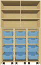 Garagenschrank mit Drehtüren inkl. 3 Containern mit je 4 hohen Boxen